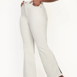 Higher High-Rise Off-White Side-Split Flare Jeans for Women
